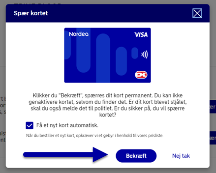 Spærring af kort - netbank 4